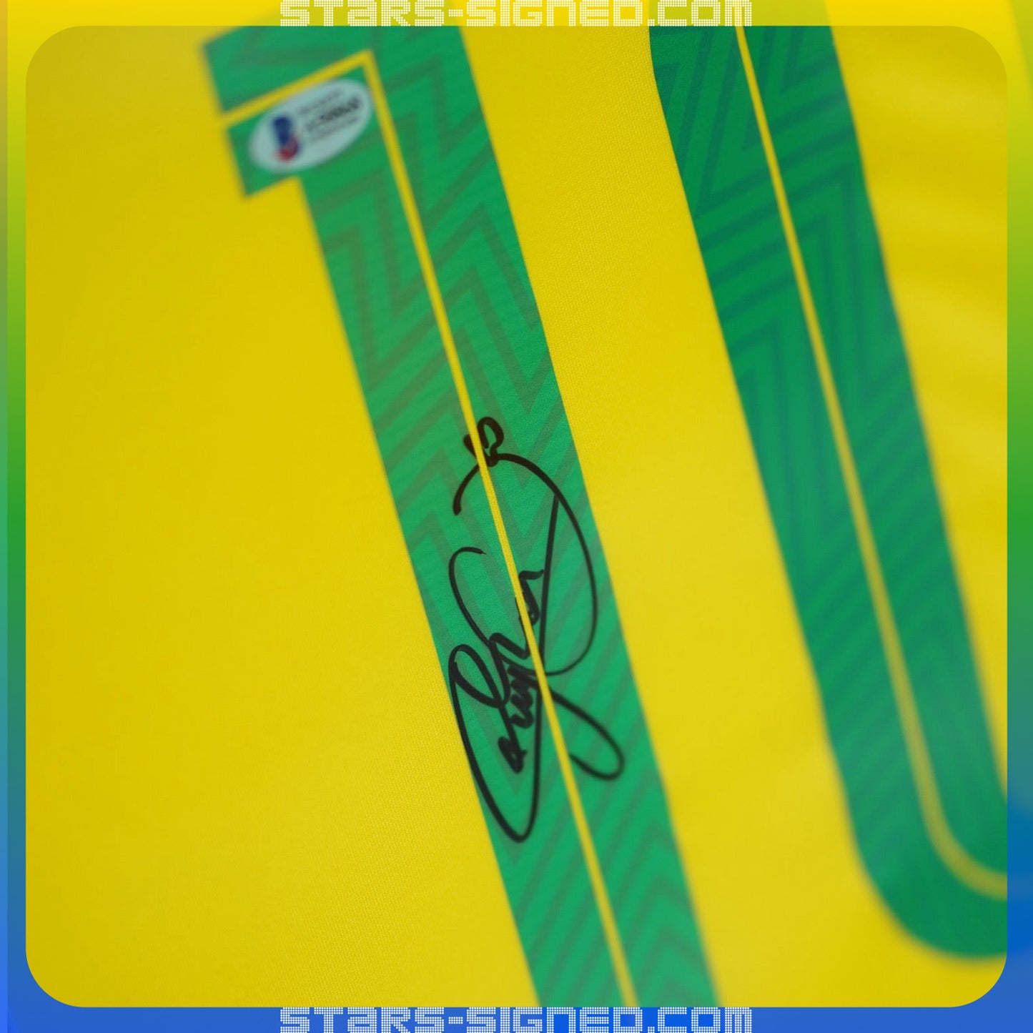 尼馬 Neymar JR. 巴西主場球衣裱框 (背簽)