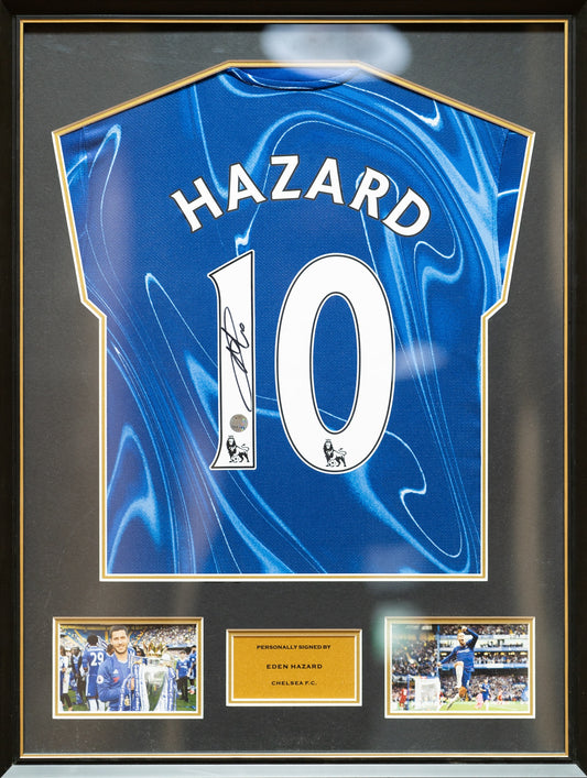 夏薩特 Eden Hazard 車路士主場球衣裱框配金線條外框(背簽)