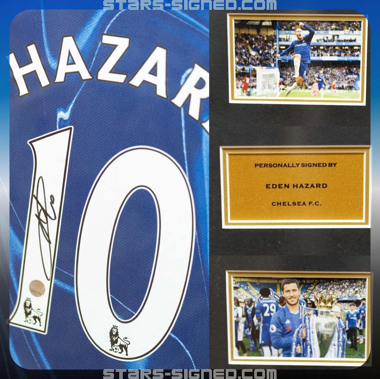 夏薩特 Eden Hazard 車路士主場球衣裱框配金線條外框(背簽)
