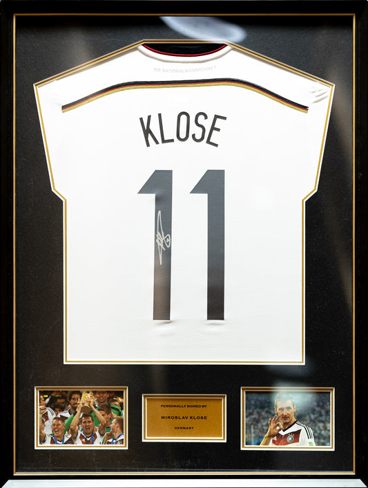 高路斯 Miroslav Klose 德國主場球衣裱框配金線條外框 (背簽)