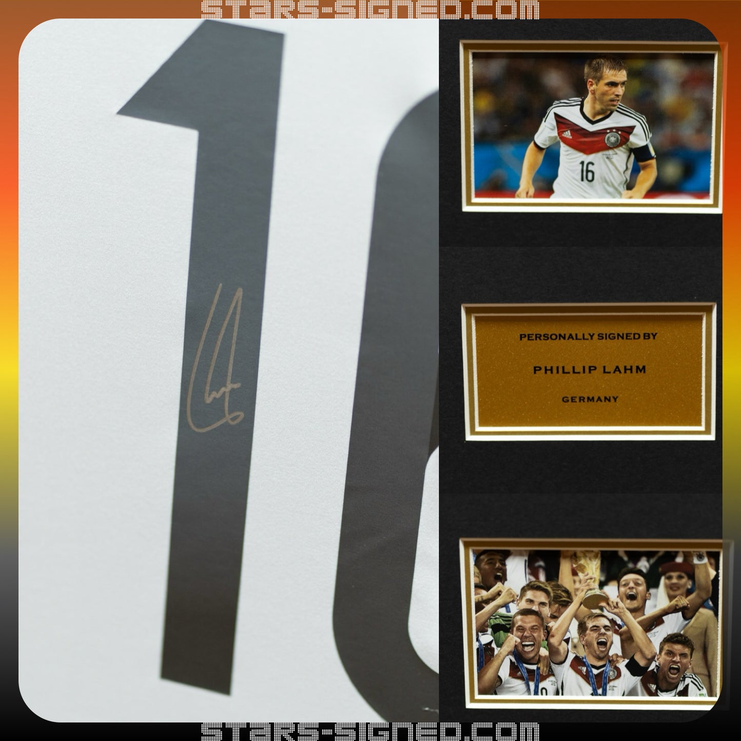 菲臘·拿姆 Philipp Lahm 德國主場球衣裱框配金線條外框 (背簽)