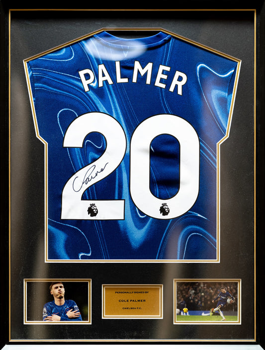 高爾•彭馬 Cole Palmer 車路士主場球衣裱框配金線條外框 (背簽)