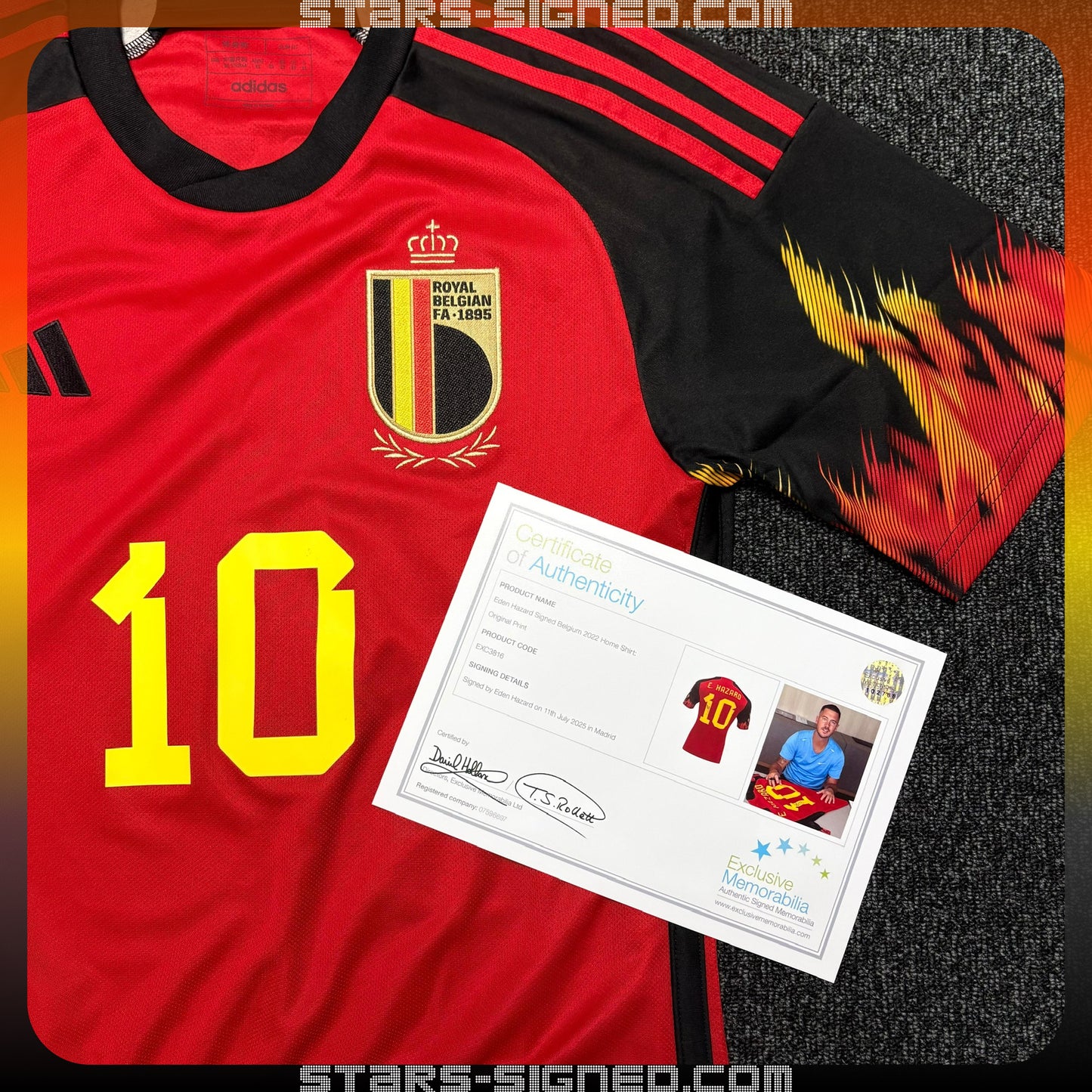 夏薩特 Eden Hazard 比利時主場球衣2022: 原版印號(背簽)