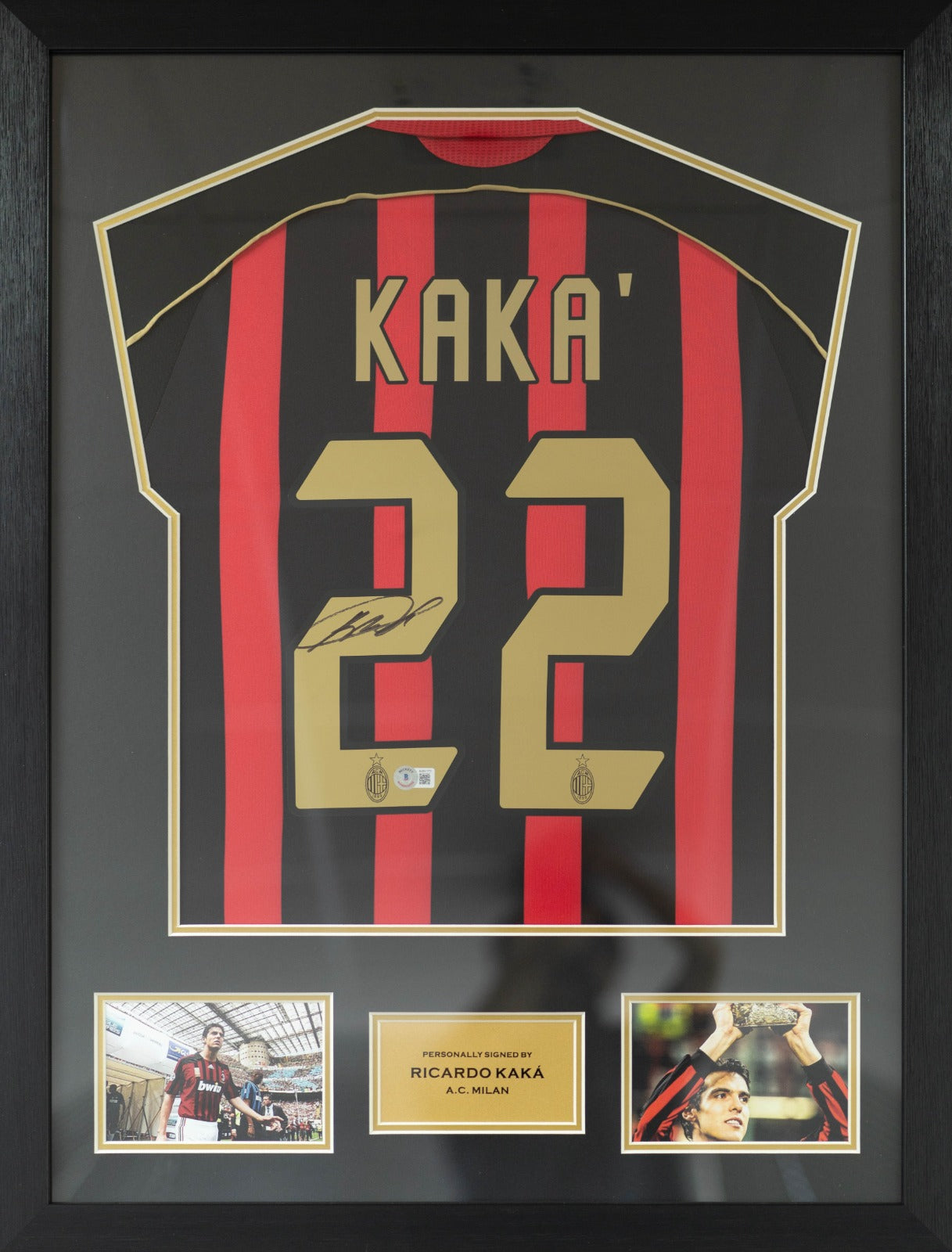 卡卡 Ricardo Kaká AC 米蘭 主場球衣裱框(背簽)